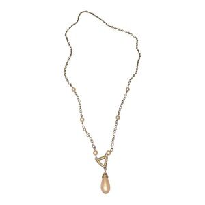 Trifari Vintage Gold-Tone Faux Pearl Drop Pendant Necklace J40